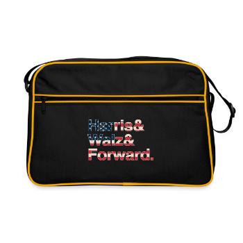 Kamala Harris & Tim Walz 2024 Chemise drapeau des États-Unis - Sac Retro - noir/or - Devant
