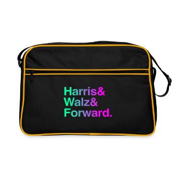 Kamala Harris & Tim Walz 2024 Chemise de soutien - Sac Retro - noir/or - Devant