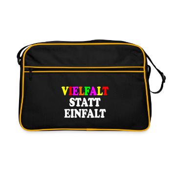 vielfalt statt einfalt - Retro Tasche - Schwarz/Gold - Vorne