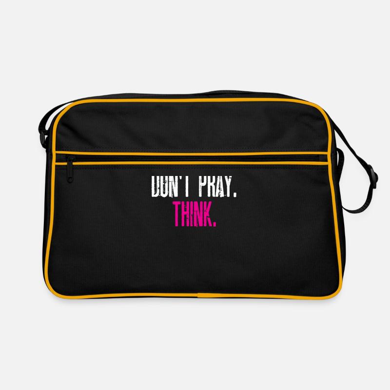 Don't Pray. Think! Perfect gift idea for atheists - Retro Bag - black/gold