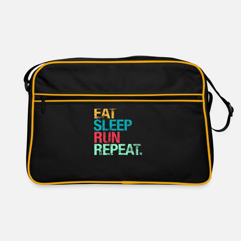 For Runners: Eat, Sleep, Run, Repeat - Retro Tasche - Schwarz/Gold