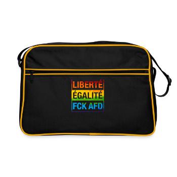 Liberté Égalité FCK AFD Shirt - Retro Tasche - Schwarz/Gold - Vorne