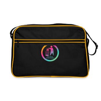Gegen Nazis - FCK NZS - Gegen Rechts - AFD - Retro Tasche - Schwarz/Gold - Vorne