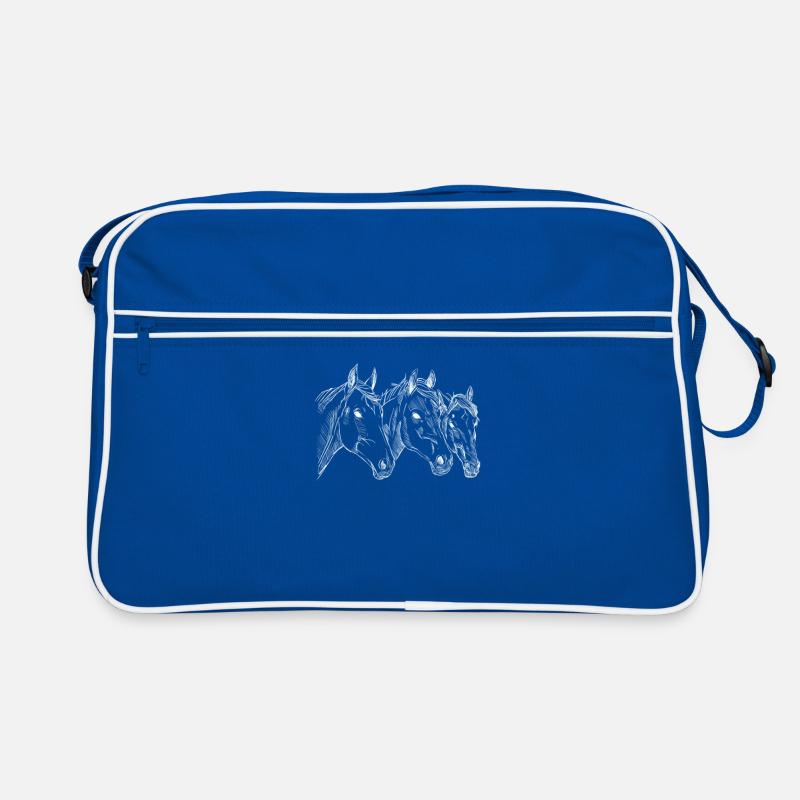 Handgezeichte Pferde Köpfe, Illustration, Reiter Retro Tasche
