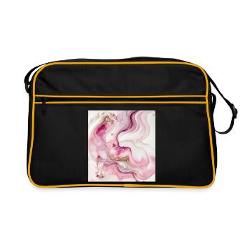 Pastel Pink And Gold Paint Swirl Pattern - Retro Bag - black/gold - Front