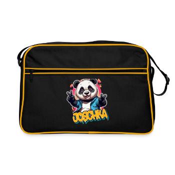 JOSCHKA - Beau nom de garçon avec Cool Panda - Sac Retro - noir/or - Devant