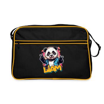 LIAM - Beau nom de garçon avec Cool Panda - Sac Retro - noir/or - Devant