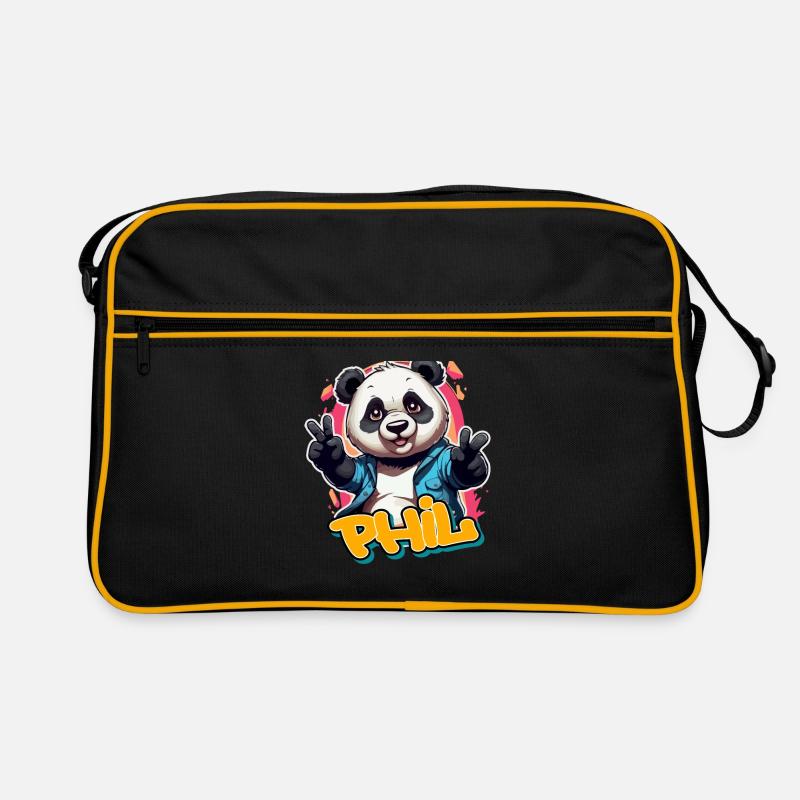 PHIL - Handsome Boy Name with Cool Panda Retro Bag