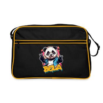 BELA - Beau prénom de garçon avec un panda cool - Sac Retro - noir/or - Devant