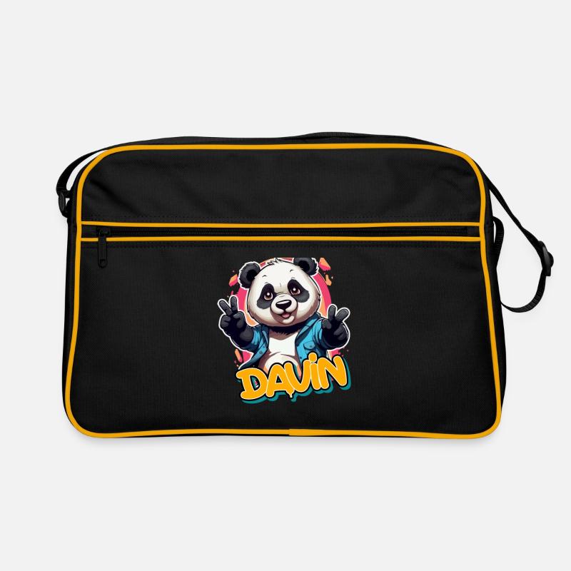 DAVIN - Handsome Boy Name with Cool Panda Retro Bag