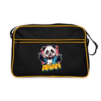 ARIAN - Beau prénom de garçon avec un panda cool - Sac Retro - noir/or - Devant