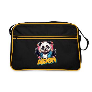 AIDEN - Beau nom de garçon avec Cool Panda - Sac Retro - noir/or - Devant