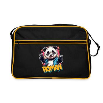 ROMAN - Beau nom de garçon avec un panda cool - Sac Retro - noir/or - Devant