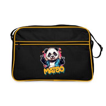 MATEO - Handsome Boy Name With Cool Panda - Retro Bag - black/gold - Front
