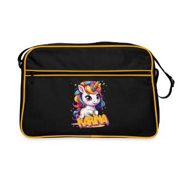 KARINA - Beau prénom de fille avec une jolie licorne - Sac Retro - noir/or - Devant