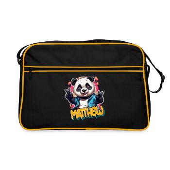 MATTHEW - Beau nom de garçon avec Cool Panda - Sac Retro - noir/or - Devant