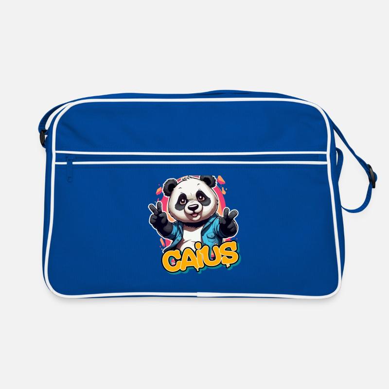 CAIUS - Beau nom de garçon avec Cool Panda Sac Retro
