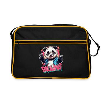 PAULINA - Beau nom de fille avec Cool Panda - Sac Retro - noir/or - Devant