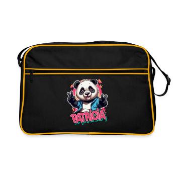 PATRICIA - Beau nom de fille avec panda cool - Sac Retro - noir/or - Devant