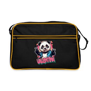 VALENTINA - Beau prénom de fille avec panda cool - Sac Retro - noir/or - Devant