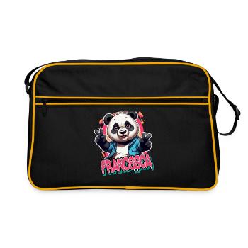 FRANCESCA - Beau nom de fille avec panda cool - Sac Retro - noir/or - Devant