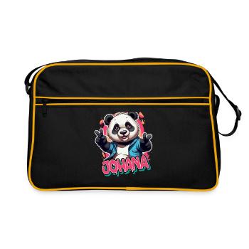 JOHANA - Beau nom de fille avec Cool Panda - Sac Retro - noir/or - Devant