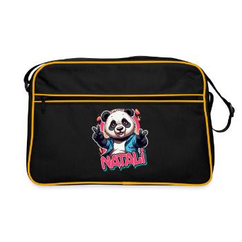 NATALI - Beautiful girl name with cool panda - Retro Bag - black/gold - Front