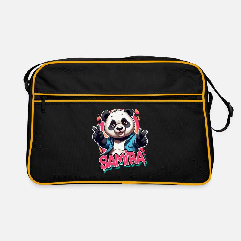 SAMIRA - Schöner Mädchen Name mit coolem PANDA Retro Tasche