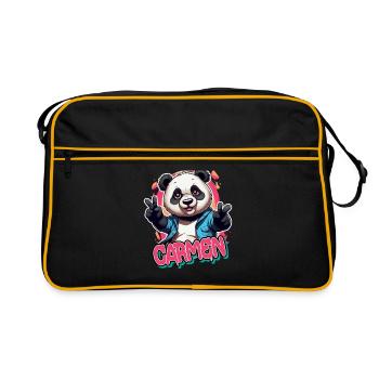 CARMEN - Beau nom de fille avec panda cool - Sac Retro - noir/or - Devant
