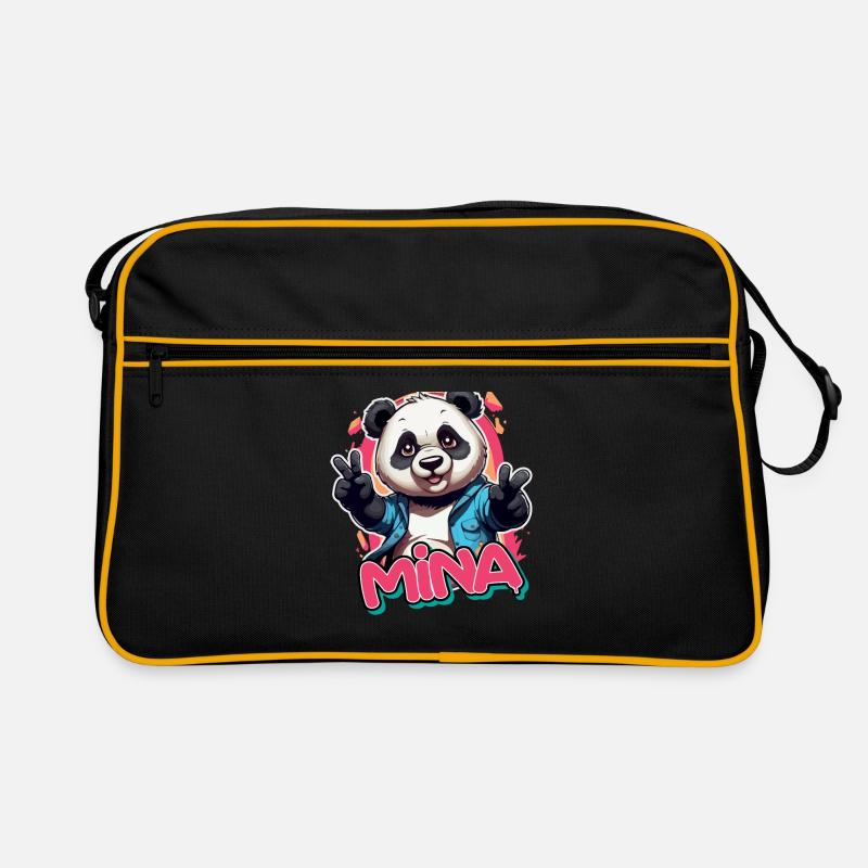 MINA - Beautiful girl name with cool panda Retro Bag