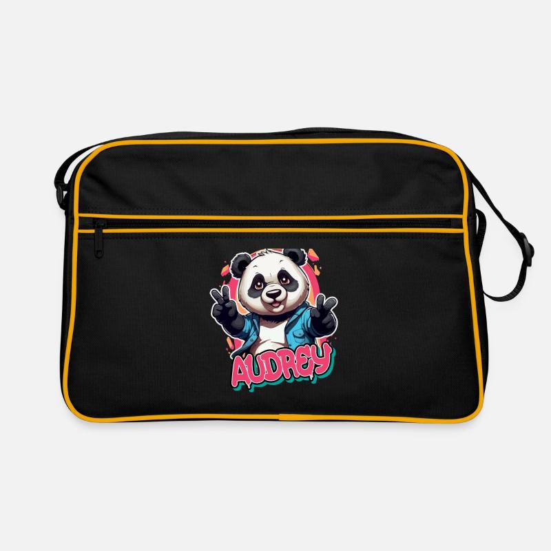 AUDREY - Beau nom de fille avec Cool Panda Sac Retro