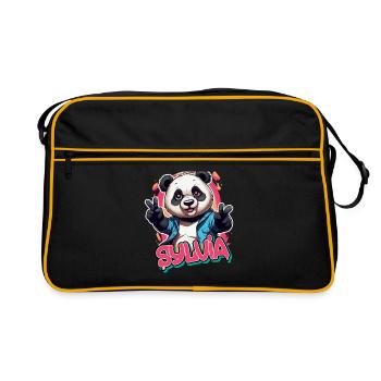 SYLVIA - Beau nom de fille avec panda cool - Sac Retro - noir/or - Devant