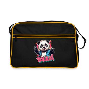 PAULA - Beau nom de fille avec Cool Panda - Sac Retro - noir/or - Devant