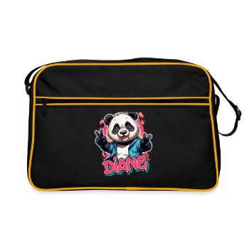DIANE - Beau nom de fille avec Cool Panda - Sac Retro - noir/or - Devant