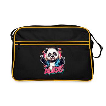 ALICE - Beau nom de fille avec panda cool - Sac Retro - noir/or - Devant