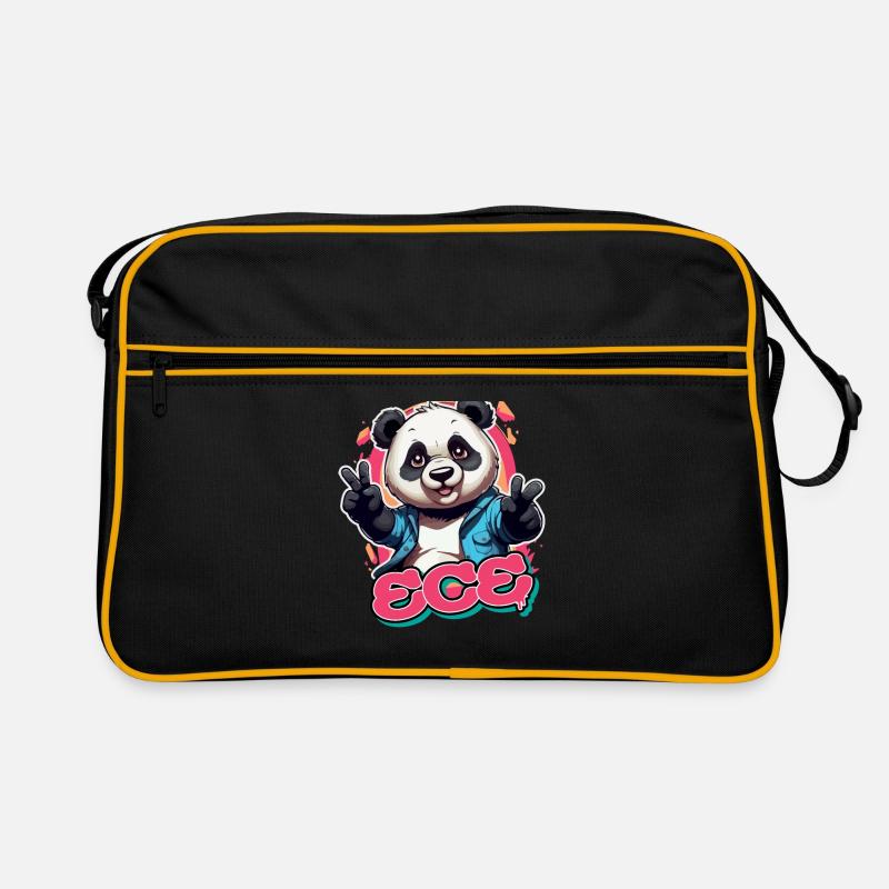ECE - Schöner Mädchen Name mit coolem Panda Retro Tasche