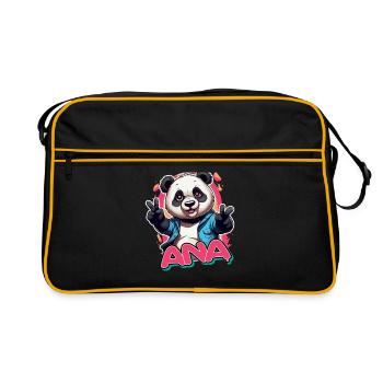 ANA - Beau nom de fille avec panda cool - Sac Retro - noir/or - Devant