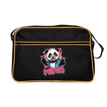 NEUF - beau nom de fille avec Cool Panda - Sac Retro - noir/or - Devant