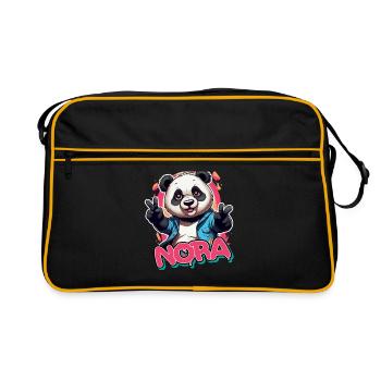 NORA - Beau nom de fille avec Cool Panda - Sac Retro - noir/or - Devant