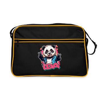 IDA - Beautiful girl name with cool panda - Retro Bag - black/gold - Front