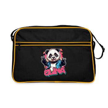 ELINA - Beautiful Girl Name with Cool Panda - Retro Bag - black/gold - Front