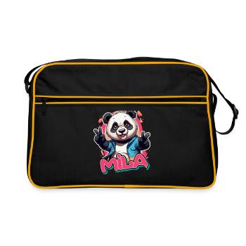 PAULINA - Beau nom de fille avec Cool Panda - Sac Retro - noir/or - Devant