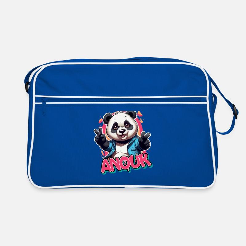 ANOUK - Schöner Mädchen Name mit coolem Panda Retro Tasche
