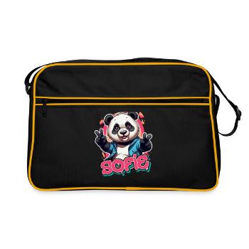 SOFIE - Beautiful girl name with cool panda - Retro Bag - black/gold - Front