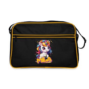 MILA - Beau nom de fille avec une jolie licorne - Sac Retro - noir/or - Devant