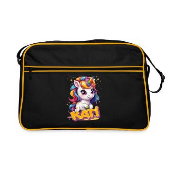 KATI - Beautiful girl name with cute unicorn - Retro Bag - black/gold - Front