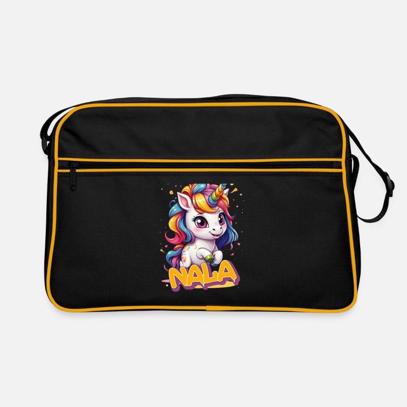 NALA - Schöner Mädchen Name mit süßem Einhorn Retro Tasche