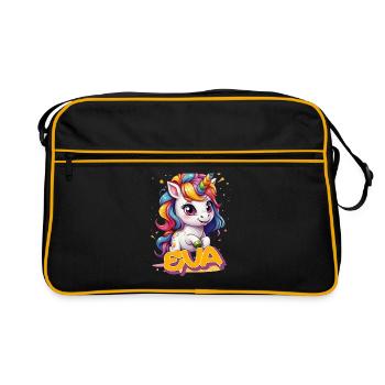 EVA - Beautiful girl name with cute unicorn - Retro Bag - black/gold - Front