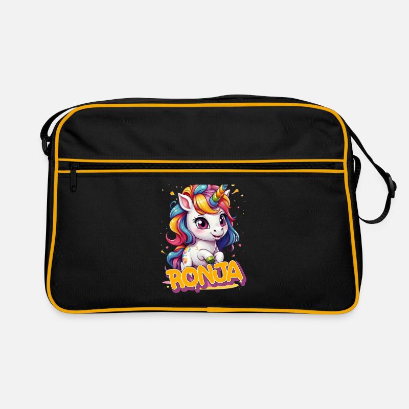 RONJA - Schöner Mädchen Name mit süßem Einhorn Retro Tasche