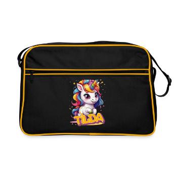 TILDA - Beautiful girl name with cute unicorn - Retro Bag - black/gold - Front